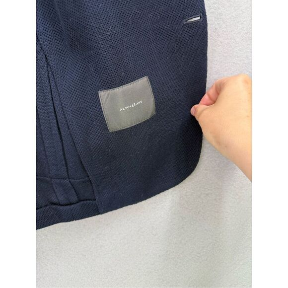 Alton Lane Mens Navy Blue Knit Single Breasted Three Button Blazer Size 42R - Picture 3 of 10